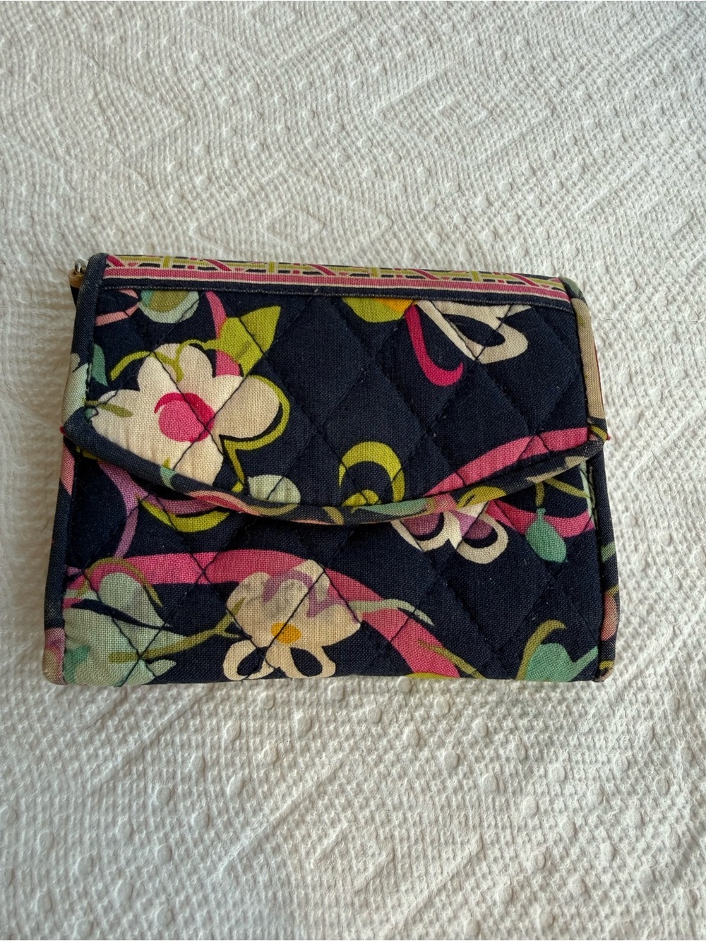 Vera Bradley Trifold Wallet - Black Floral